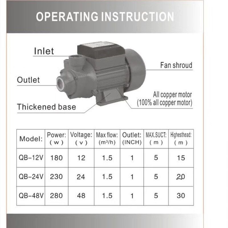 QB60 DC Vortex Kendinden Emişl - Solar Irrigation Pump 12V incelemesi ve fiyatı