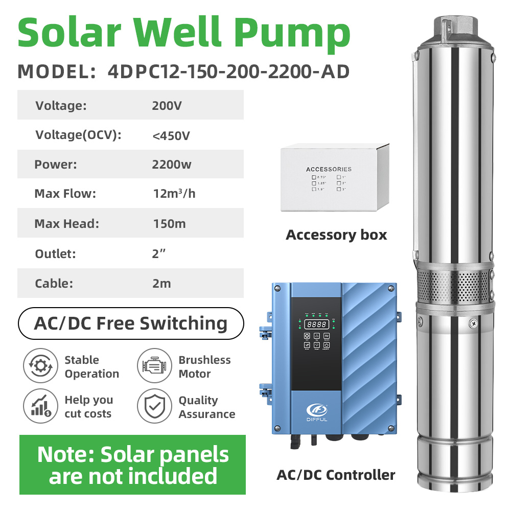 DIFFUL 4 inç 2200W Güneş Enerj - Solar Water Pump 2200W 4 Inch incelemesi ve fiyatı